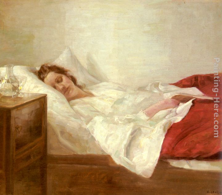 Asleep painting - Carl Vilhelm Holsoe Asleep art painting